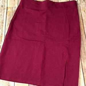 Chocolate Burgundy Side Slip Pencil Skirt, Size Large